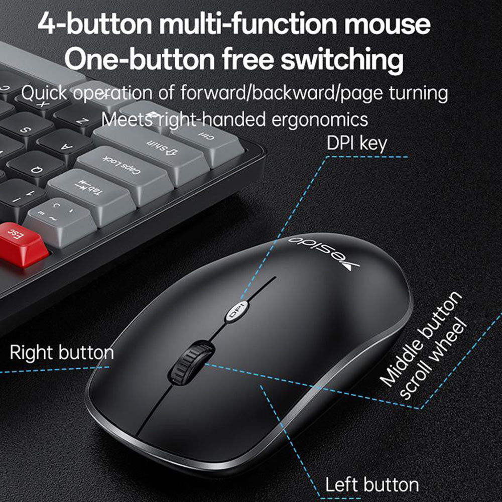 Kit Tastatura i Miš Wireless Yesido KB43, Crni
