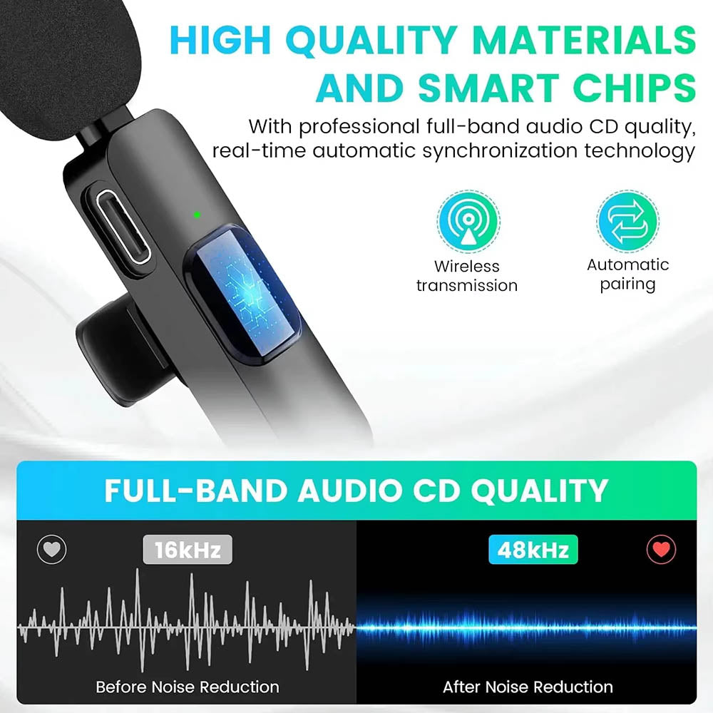 Lavaliera Techsuit LW2, USB-C, Set 2 komada, Crna