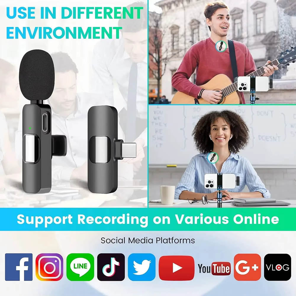 Lavaliera Techsuit LW2, USB-C, Set 2 komada, Crna