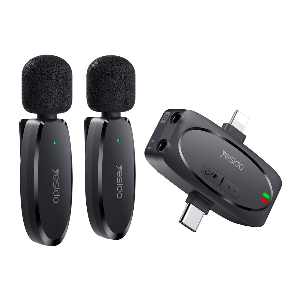 Lavalijera Yesido KR15, USB-C / Lightning, Set 2 komada, Crna