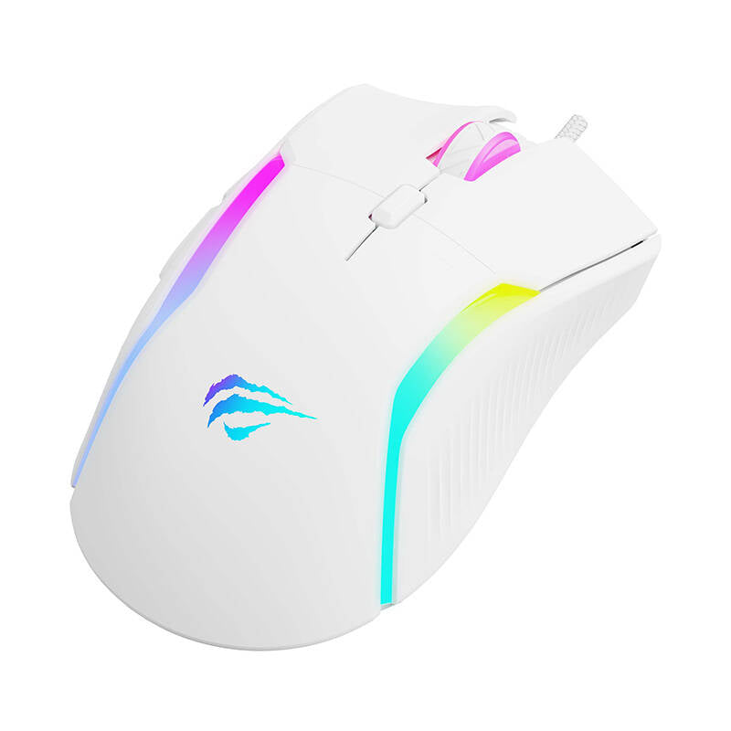 Gaming miš sa žicom USB HAVIT MS1033, RGB, 800DPI - 8000DPI, Beli