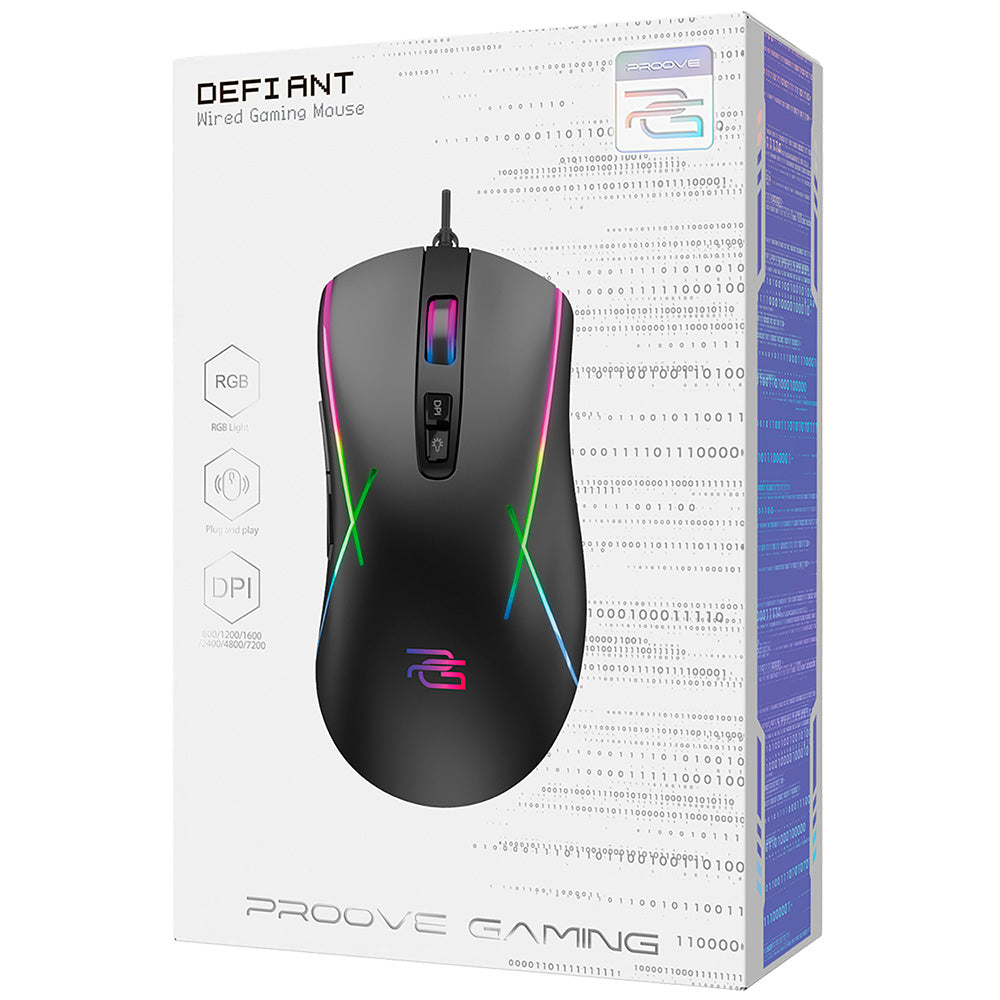 Miš za igranje sa žičanim USB Proove Defiant, RGB, 7200DPI, Crni CMDE00000102