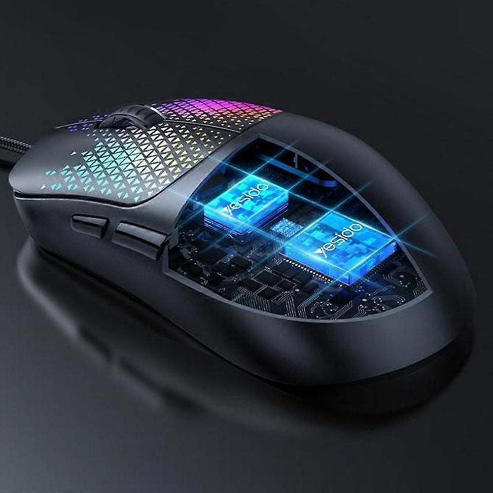 Gaming miš sa žičanim USB Yesido KB32, RGB, 7200DPI, Crni