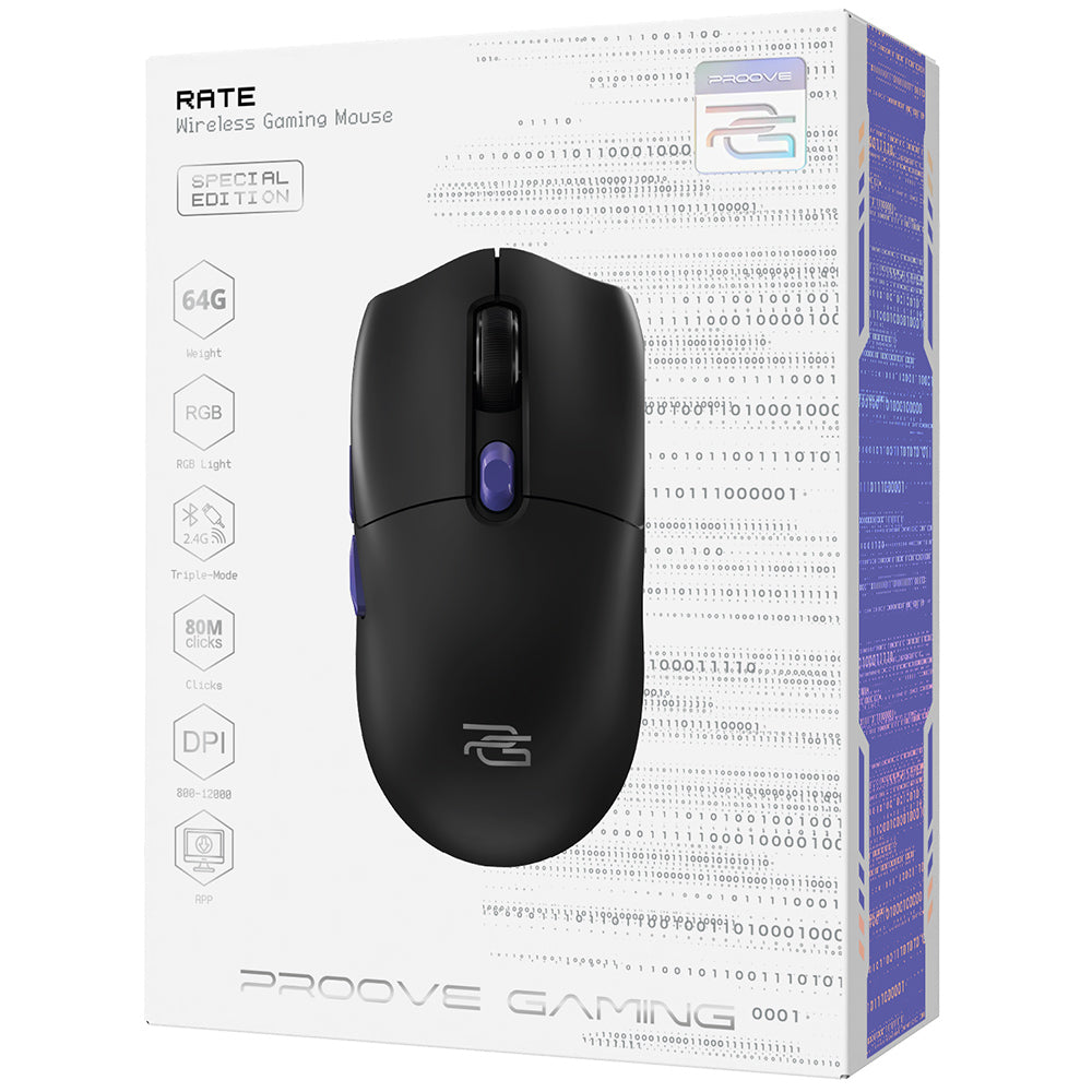 Mouse Gaming Wireless Proove Rate Special Edition, 800DPI - 12000DPI, Crni CMRTWRS03001
