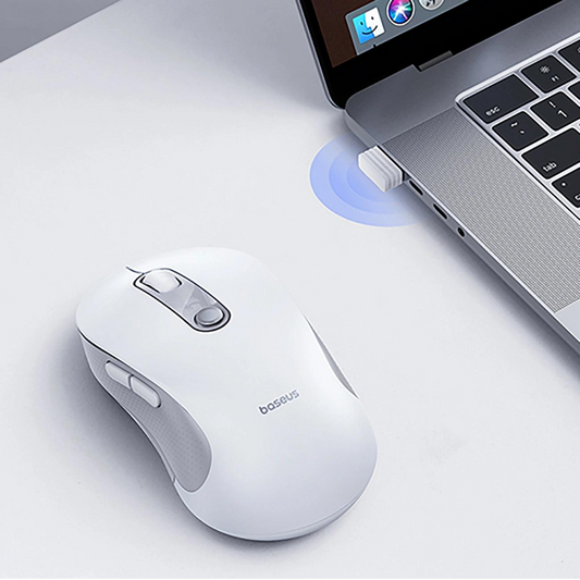 Bežični miš Baseus F02, 1600DPI, BT / Wi-Fi, Beli B0203302