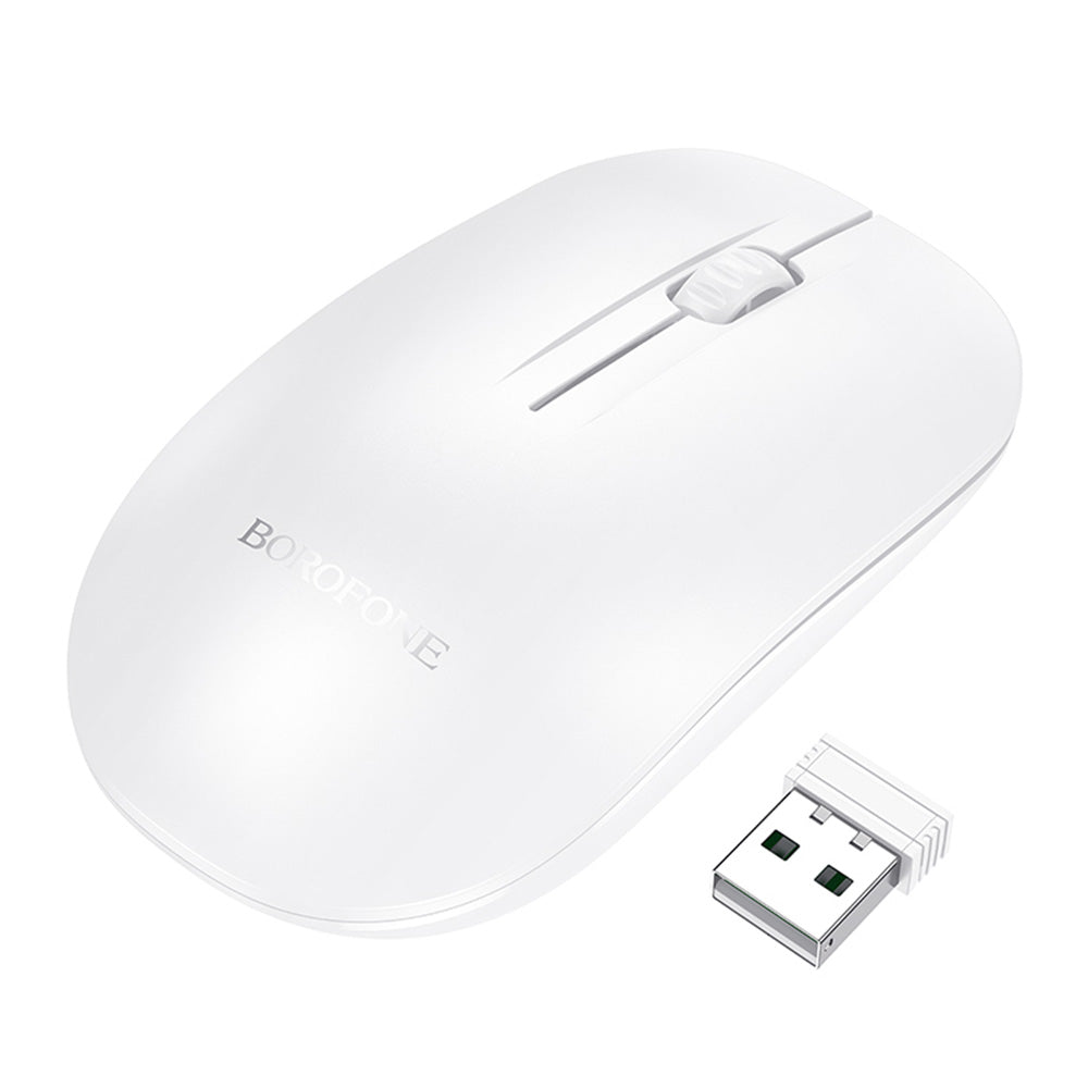 Miš Wireless Borofone BG14 Planet, 1000DPI, BT / Wi-FI, Beli