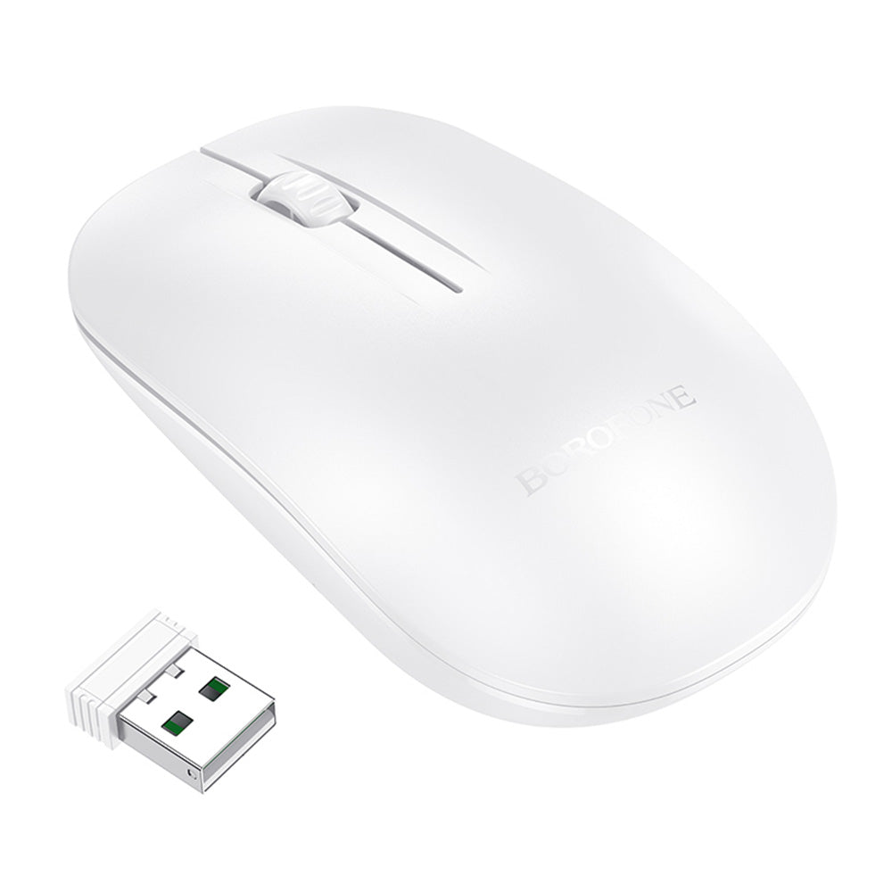 Miš Wireless Borofone BG14 Planet, 1000DPI, BT / Wi-FI, Beli
