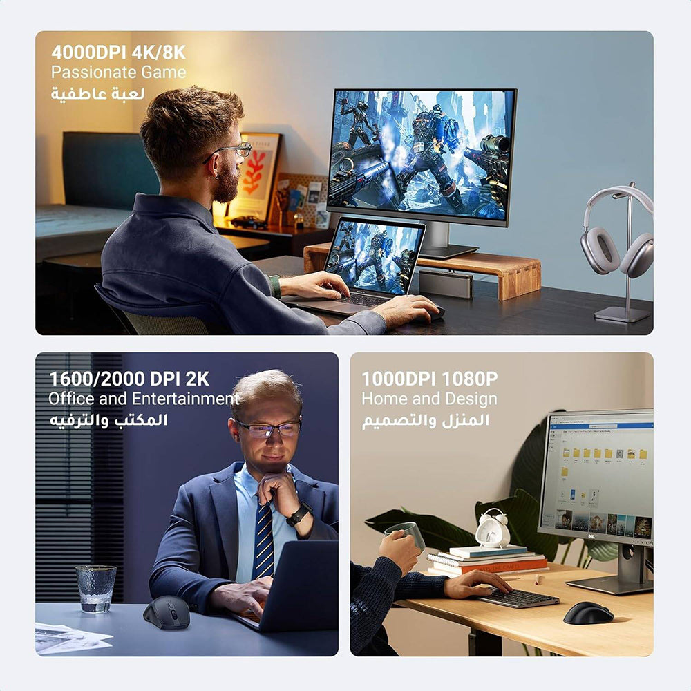 Bežični miš UGREEN MU101, 4000DPI, BT / Wi-Fi, Crni