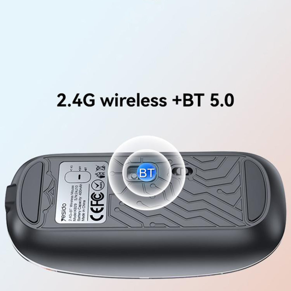 Bežični miš Yesido KB29, 800DPI - 1600DPI, BT / Wi-Fi, Beli