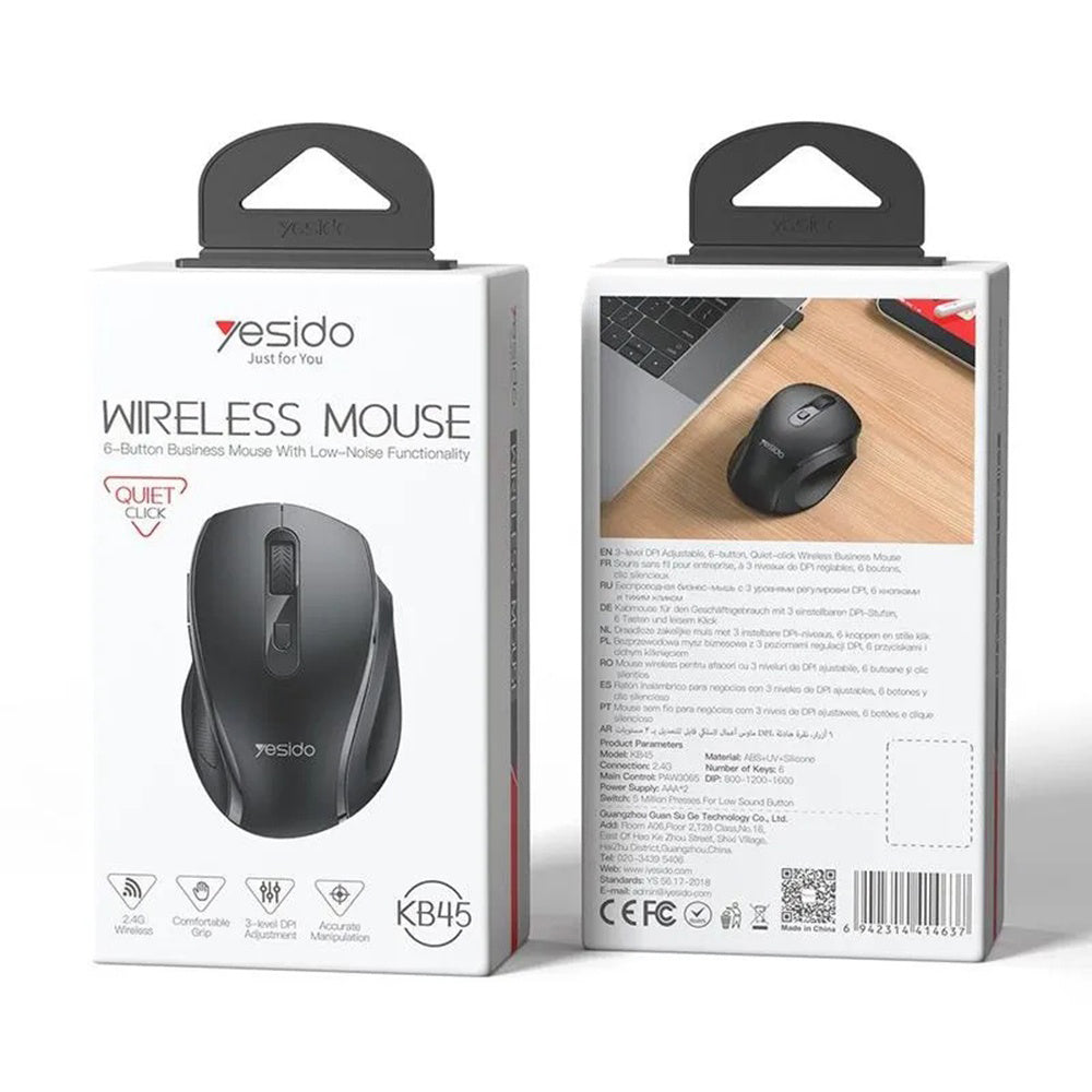Bežični miš Yesido KB45, 800DPI - 1600DPI, Crni