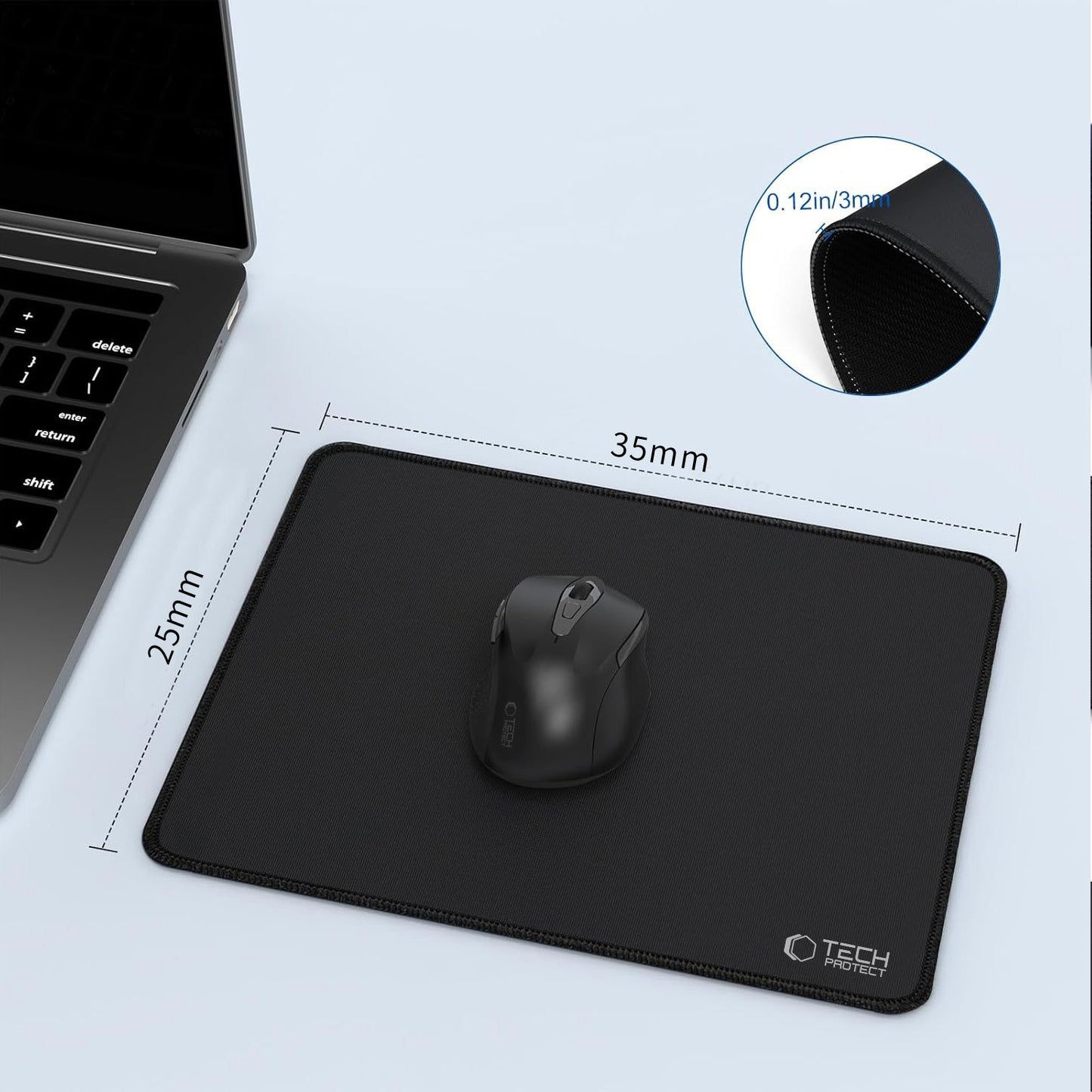 MousePad Tech-Protect A100, 350mm x 250mm, Crni