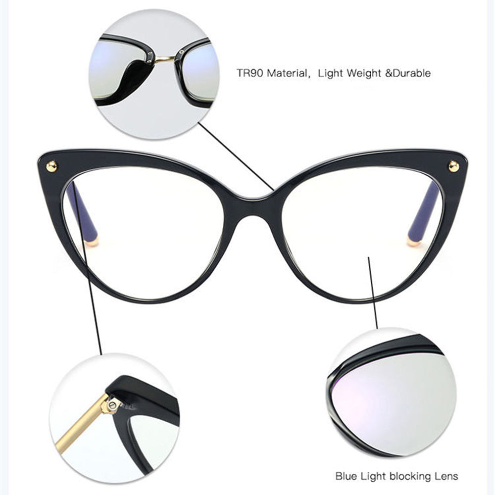 Naočare za računar za dame Techsuit F93308, Anti-Blue Light, Crno Zlatne Providne