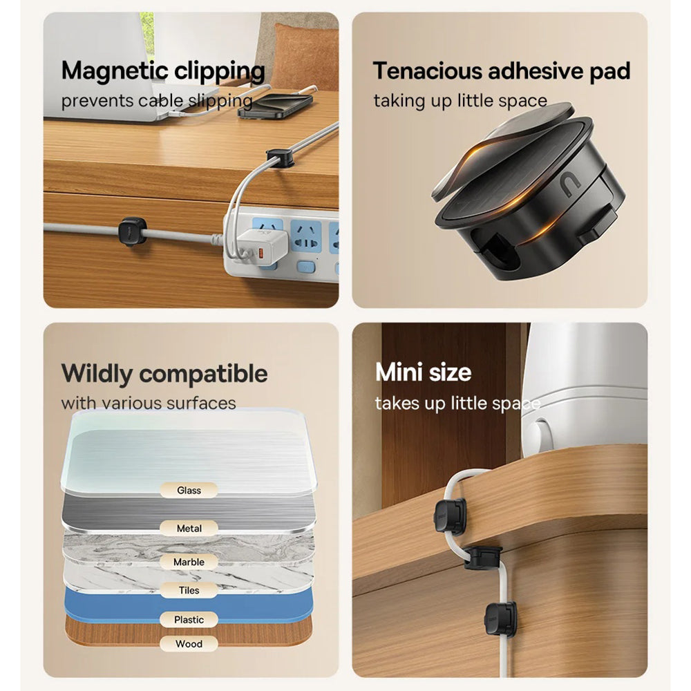 Organizator Kablova Baseus Lite Magnetic, Set 3 Komada, Beli B01331106211-00