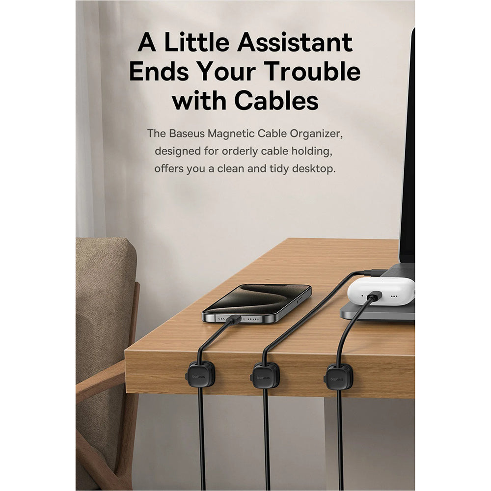 Organizator Kablova Baseus Lite Magnetic, Set 3 Komada, Beli B01331106211-00