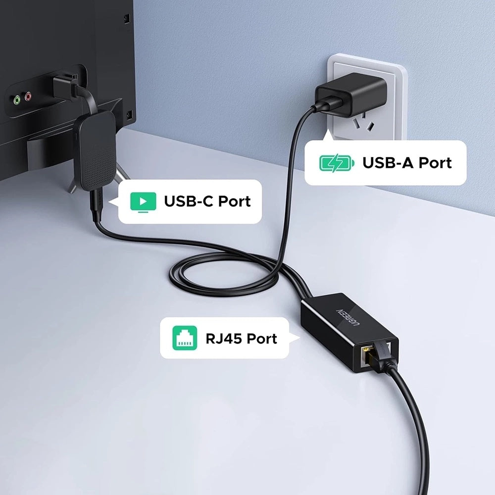 Placa Retea UGREEN CR110 (75535), RJ45, USB / USB-C, Crna