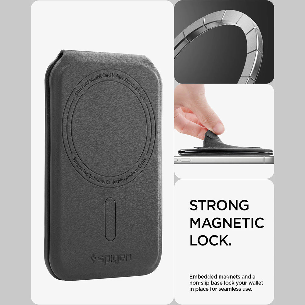 MagSafe novčanik, Spigen, Slim Fold Tripod S314-4, Crna AFA11591