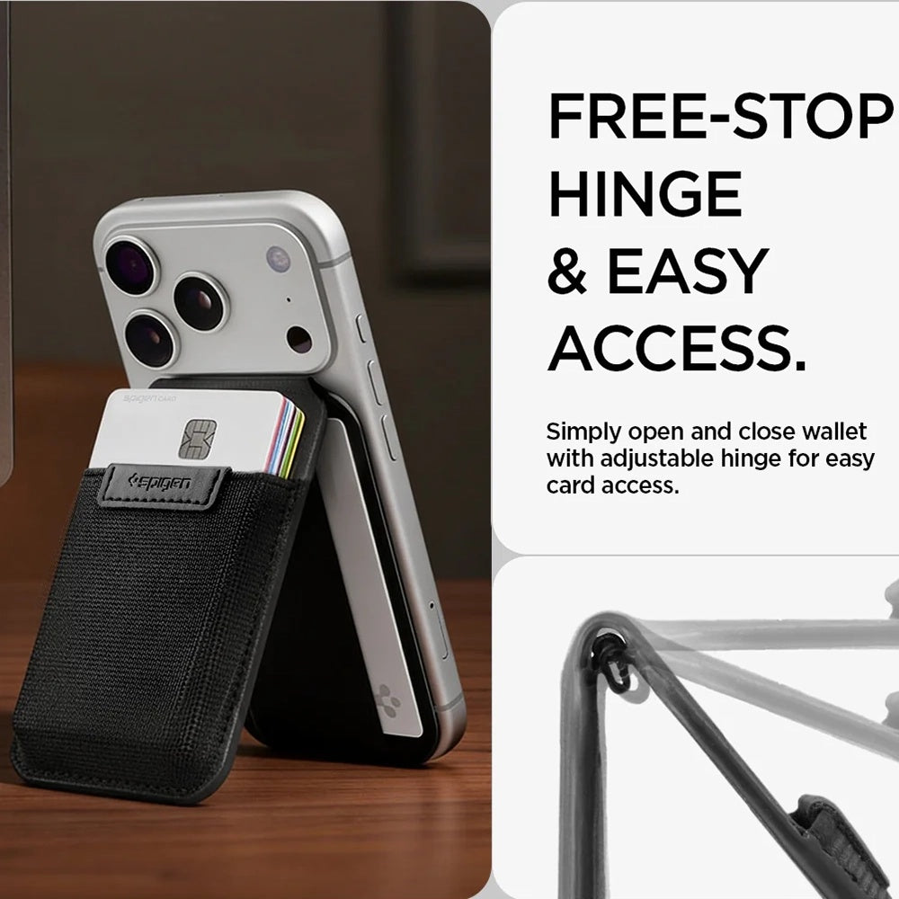 MagSafe novčanik, Spigen, Slim Fold Tripod S314-4, Crna AFA11591