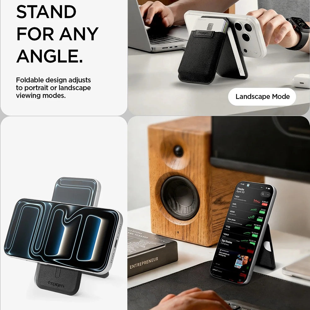 MagSafe novčanik, Spigen, Slim Fold Tripod S314-4, Crna AFA11591