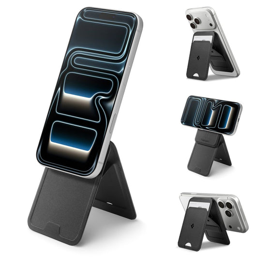 Portofel MagSafe, Spigen, Slim Fold Tripod S314-3, Crni