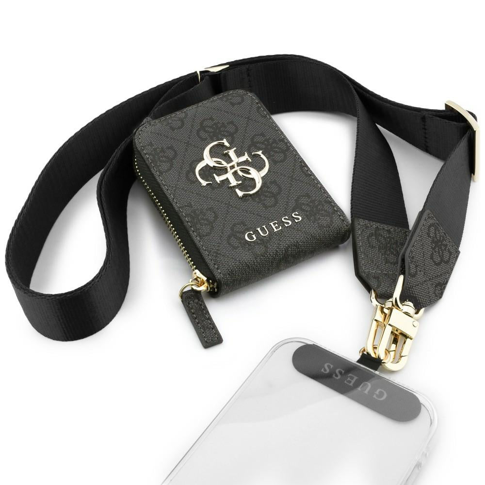 Novčanik i Konopac za Telefon Guess 4G Metal Logo, Crni