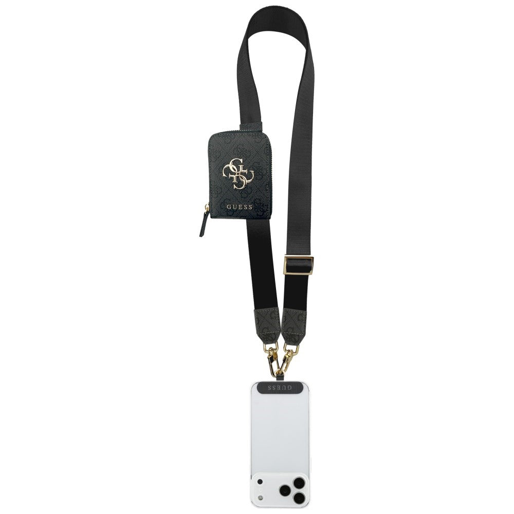 Novčanik i Konopac za Telefon Guess 4G Metal Logo, Crni