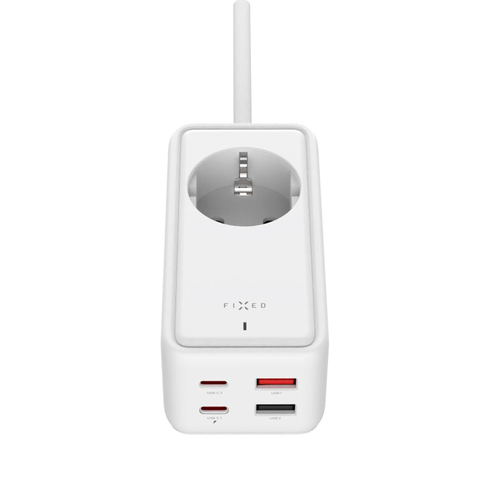Produžni kabl Fixed, 1 x Schuko - 2 x USB-A - 2 x USB-C, Bela
