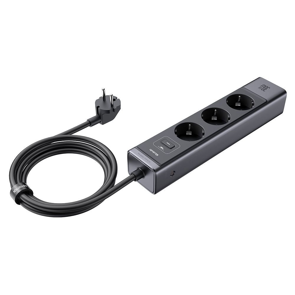 Produžni kabl McDodo CH-0620, 3 x Schuko - 1 x USB-A - 2 x USB-C, Crni