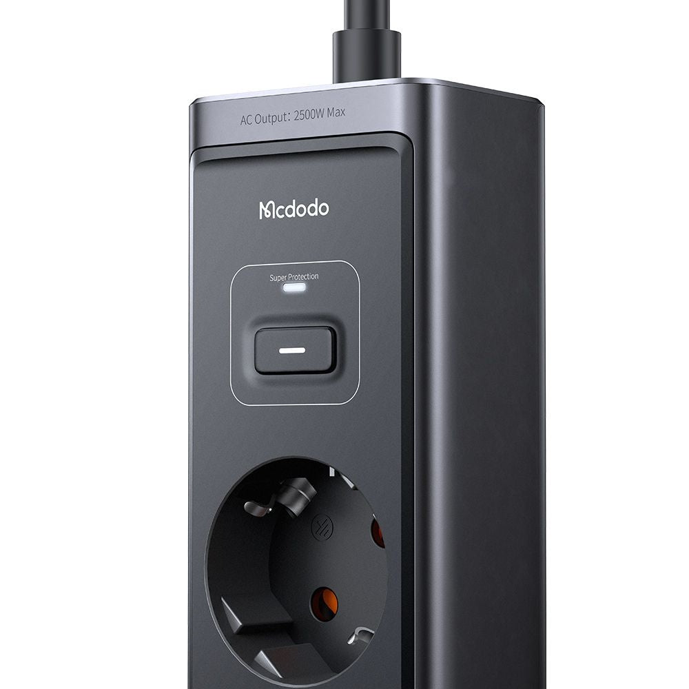 Produžni kabl McDodo CH-0620, 3 x Schuko - 1 x USB-A - 2 x USB-C, Crni