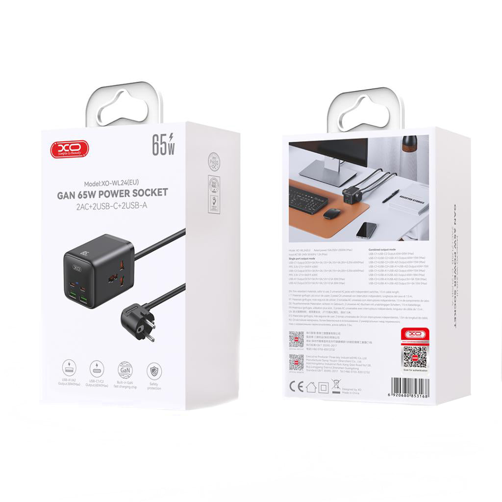 Prelungitor XO Design WL24, 2 x Utikač, Crna