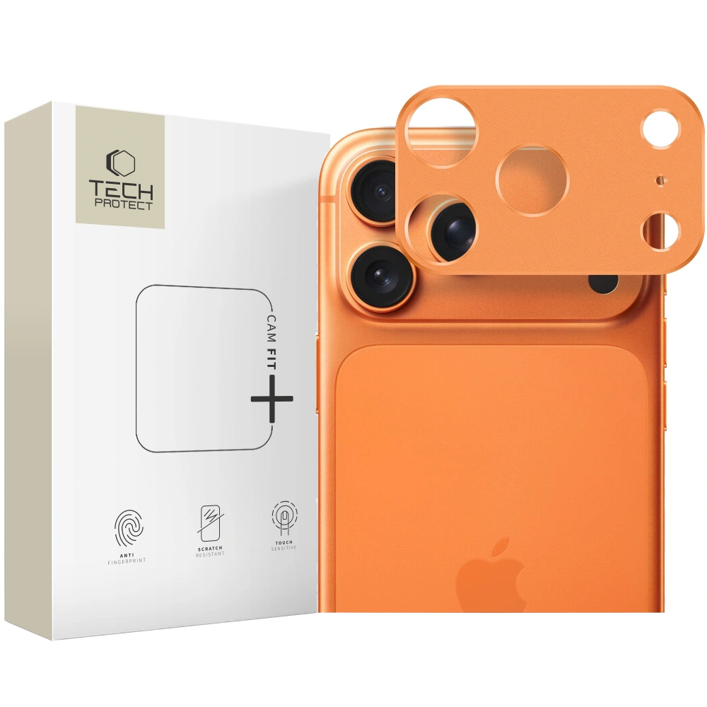 Okvir za zaštitu zadnje kamere Tech-Protect Camalloy Fit+ za Apple iPhone 17 Pro Max, Aluminijum, Narandžasta