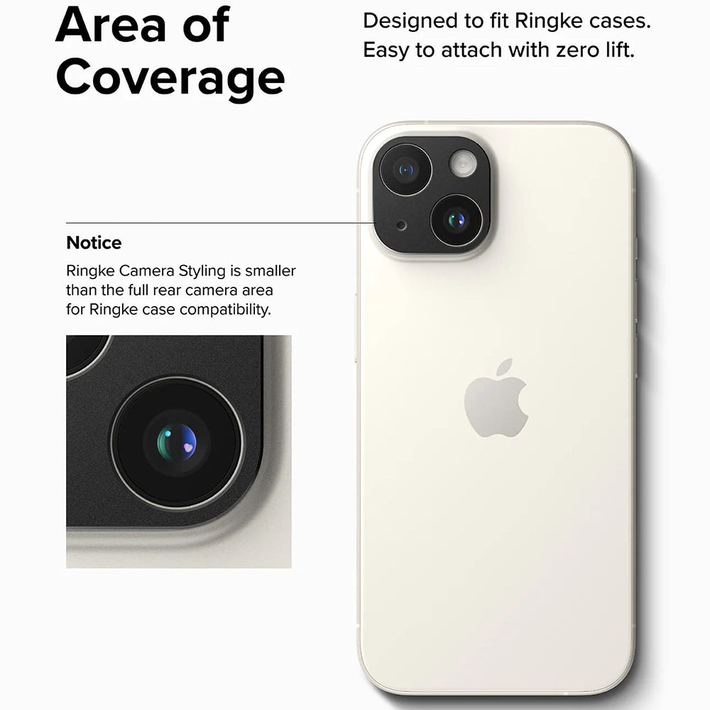 Rama zaštite Kamere Nazad Ringke Styling za Apple iPhone 15 Plus / 15, Aluminijum, Crna