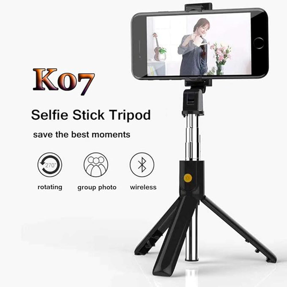 Selfie Stick Bluetooth Techsuit K07, Univerzalan, Crn