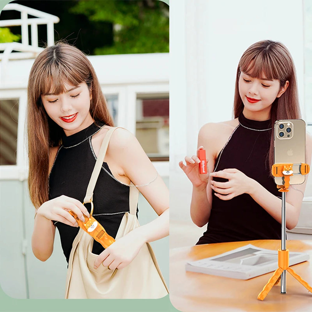 Selfie Stick Bluetooth Techsuit KT01, Univerzalan, Narandžasti