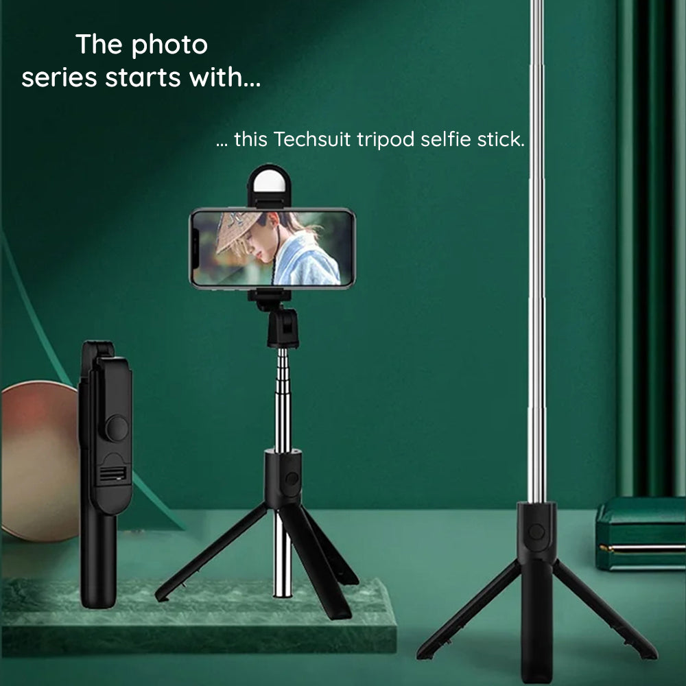 Selfie Stick Bluetooth Techsuit S05-S, Univerzalan, Crn