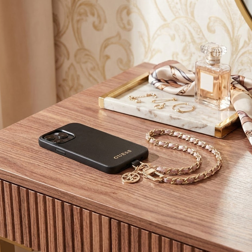 Snur Telefon Guess Saffiano 4G Charm, Crni