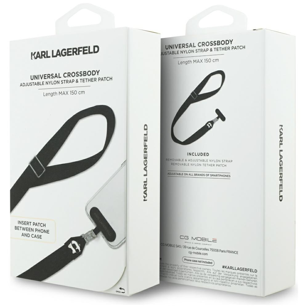 Telefonski kaiš Karl Lagerfeld Choupette Metal Logo, Crni