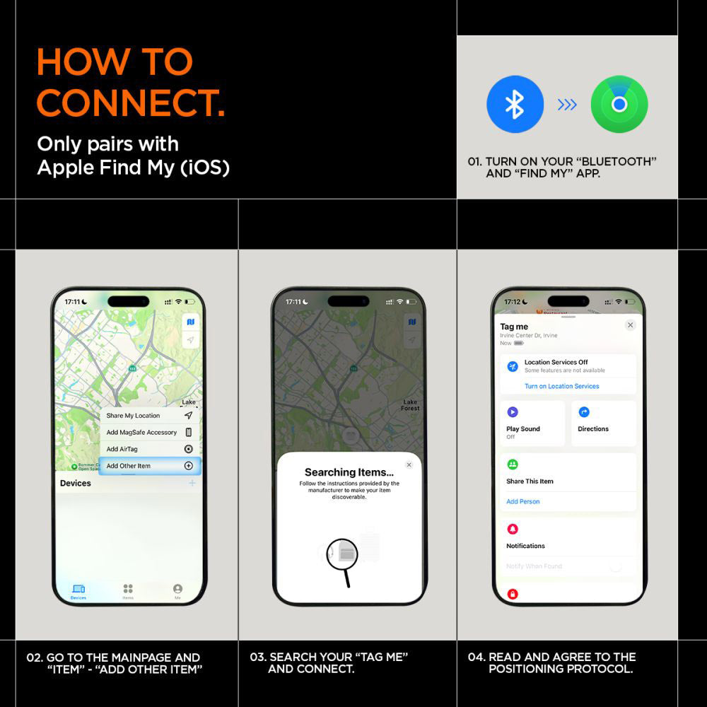 Spigen SmartTag TagMe za iOS seriju, Crna