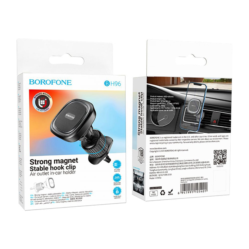 Auto Magnetni Držač Borofone BH96 Ice, Univerzalan, Crno Sivi