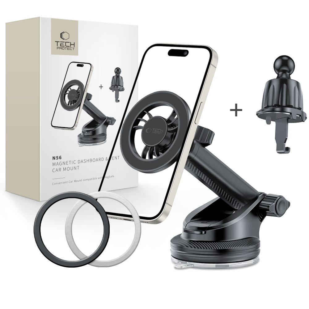 Auto Magnetni Držač Tech-Protect N56 2in1, Univerzalan, Crni