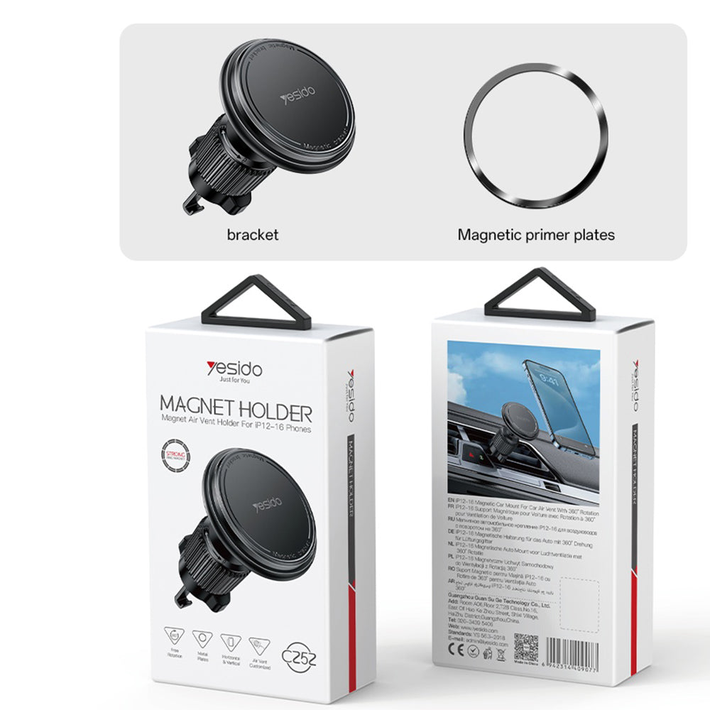Auto Magnetni Nosac Yesido C252, Univerzalan, Crn