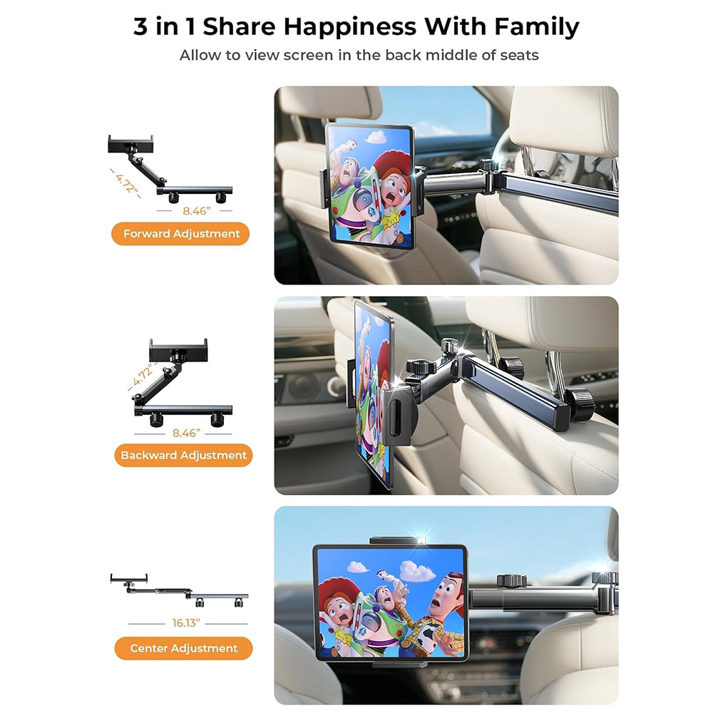 Auto nosač za naslon za glavu Lisen za telefon / tablet, 4.7inch - 12.9inch, crni YL0423090004