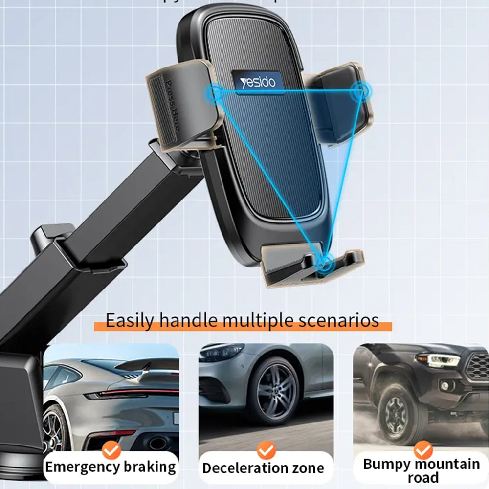Auto nosač Yesido C262, 4.7inch - 7.2inch, Crni