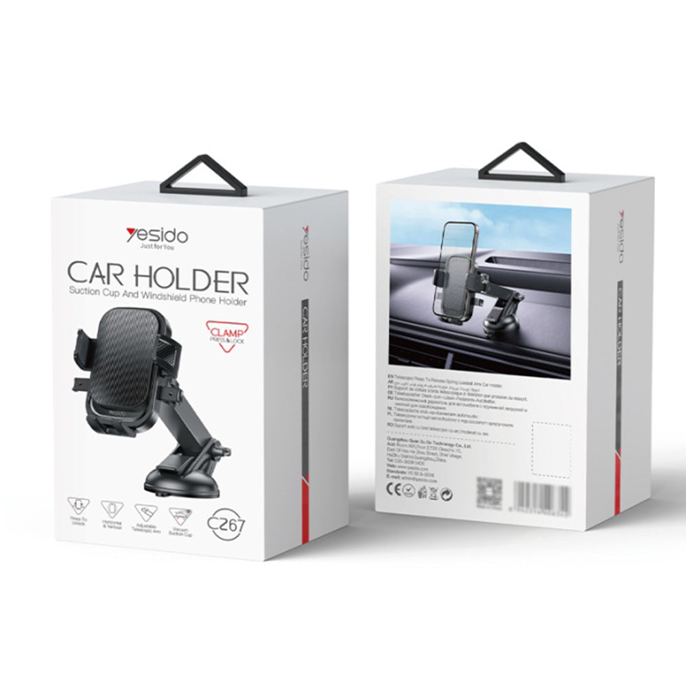 Auto nosač Yesido C267, 4.7inch - 7.2inch, Crn