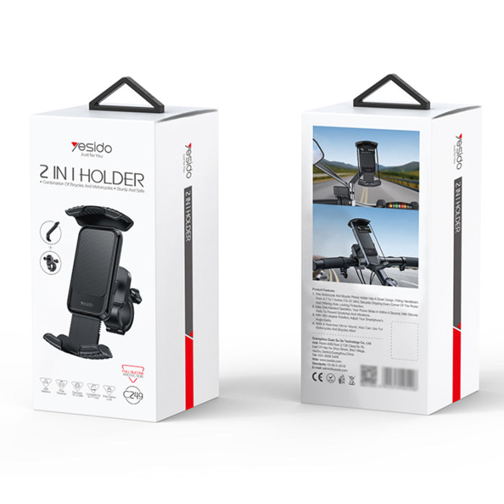 Nosilac za bicikl/motocikl Yesido C249, 4.8inch - 7.2inch, Crni