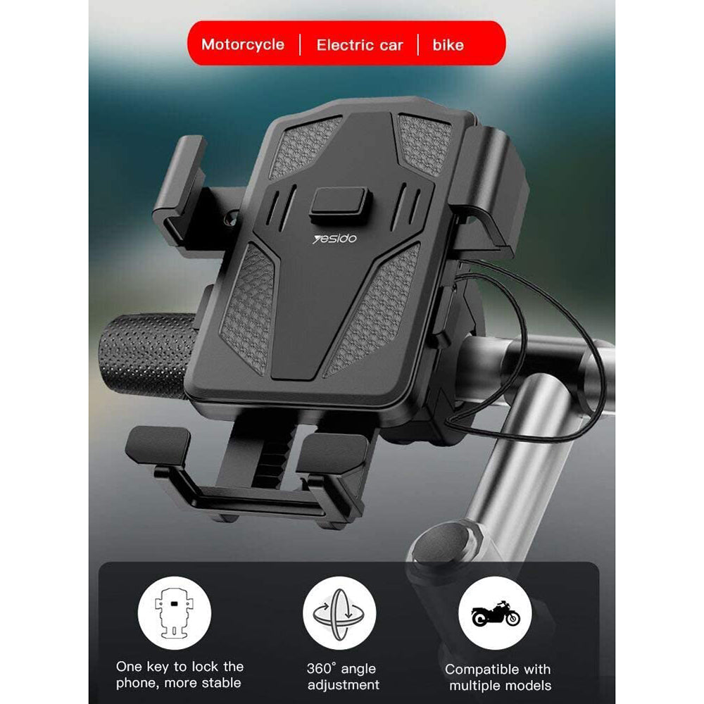 Držač za bicikl/motocikl Yesido C94, 4inch - 6.5inch, Crni