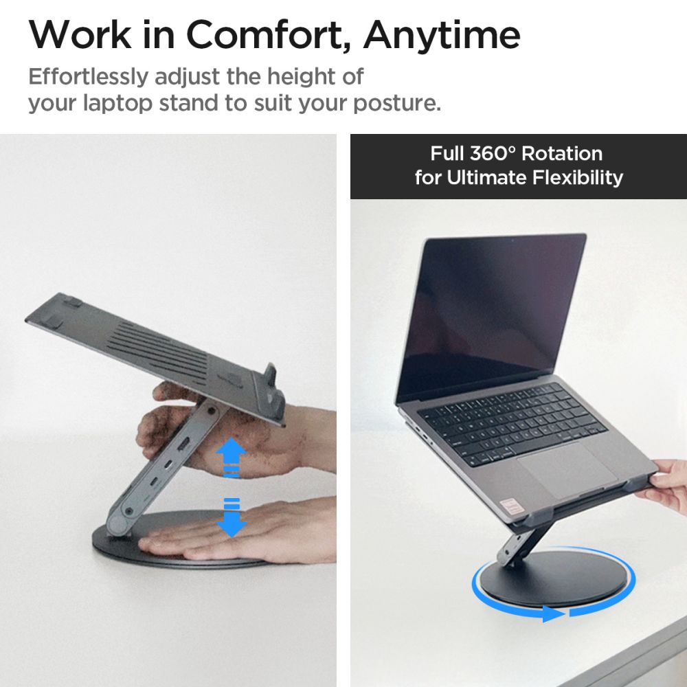 Podrška sa Hubom Spigen LD204H za Laptop max. 15.6inch, Siva AMP08885