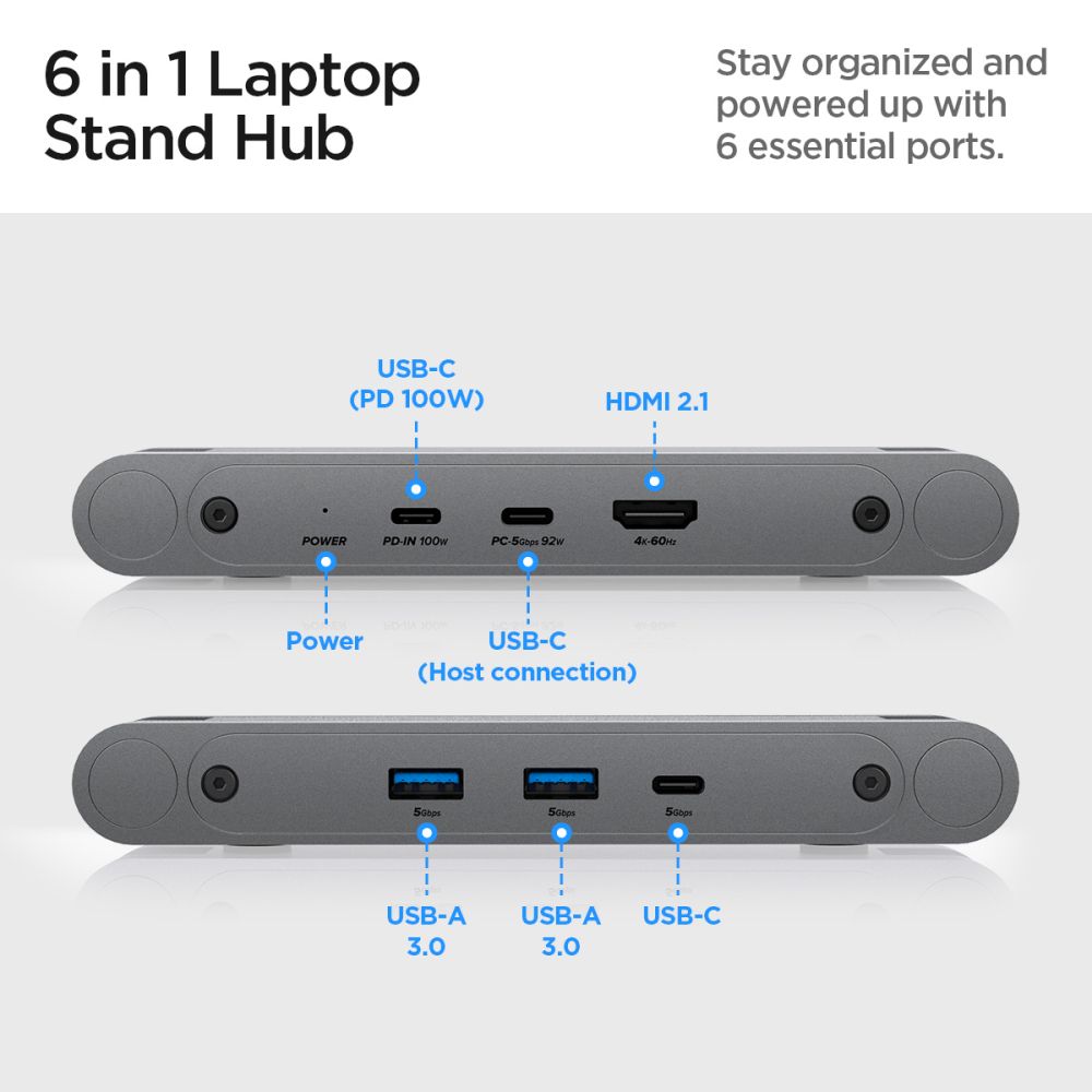 Podrška sa Hubom Spigen LD204H za Laptop max. 15.6inch, Siva AMP08885