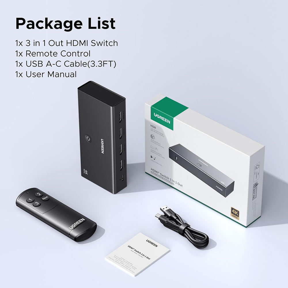Switch Video HDMI UGREEN AW504 (55857), Crn