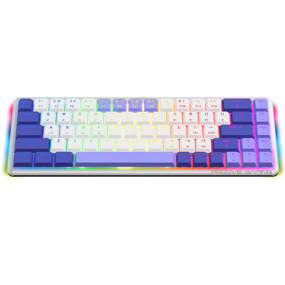 Tastatura Gaming Wireless Proove AFK, RGB, BT / Wi-Fi / Wired, 1.5m, Bela WKAFKEN22002