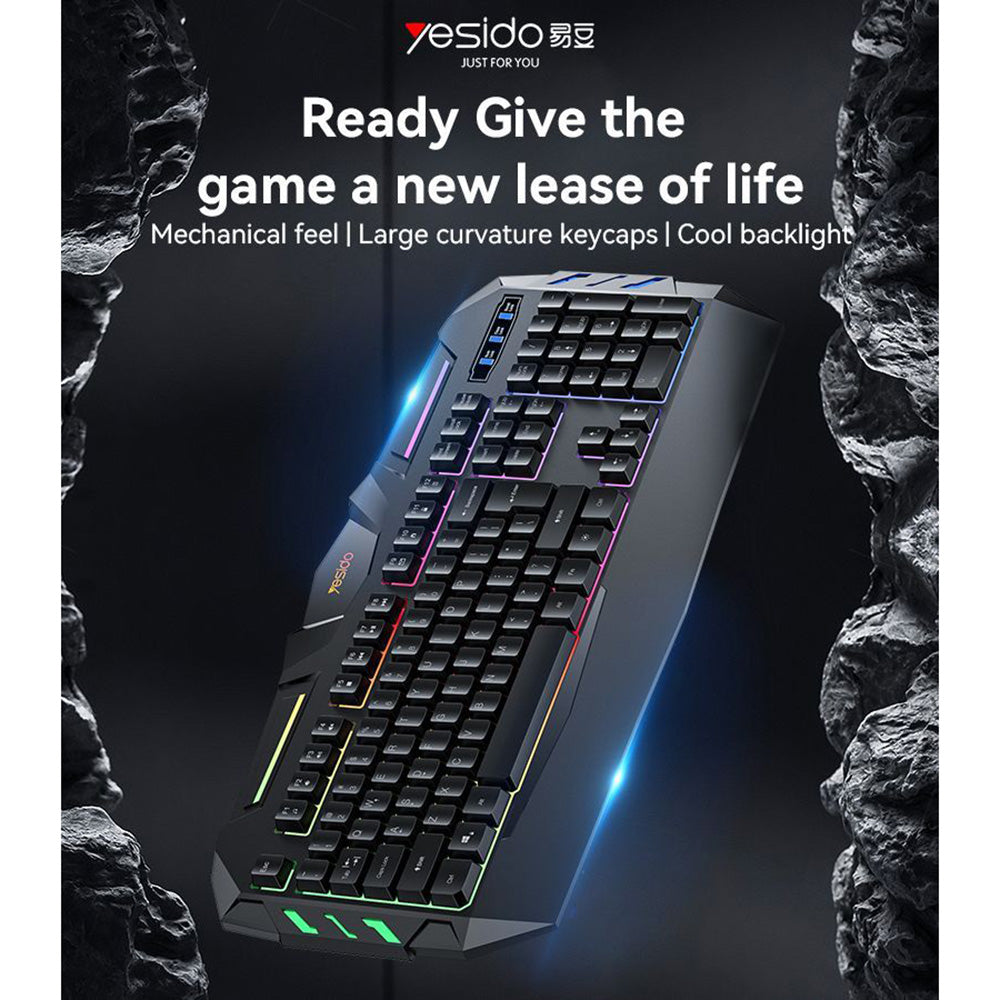 Gejming žičana USB tastatura Yesido KB21, RGB, 1.5m, Crna